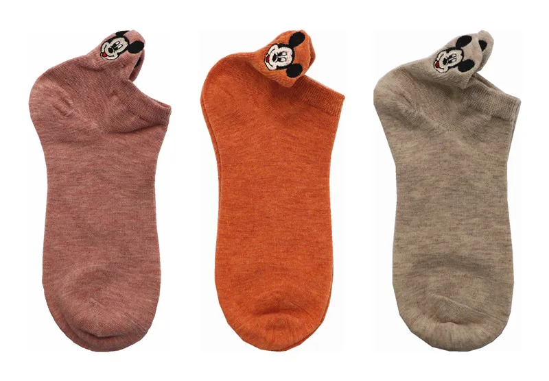 Повседневные женские носки, 3 пары корейские носки с изображением животных, утка, мышь, медведь милые невидимые силиконовые носки-башмачки подарки для девочек - Цвет: MOUSE 16