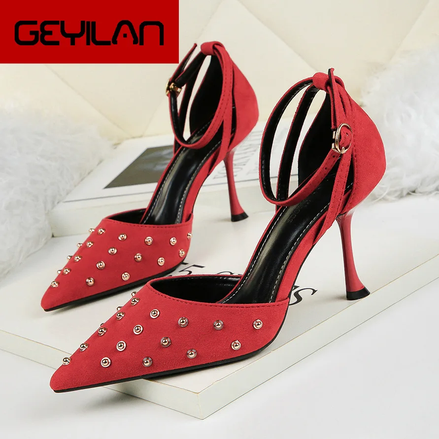 

Female Fashion Sexy Hollow With Sandals Summer Women Pumps Shoes Woman String Bead High-heeled Crystal Ankle Strap