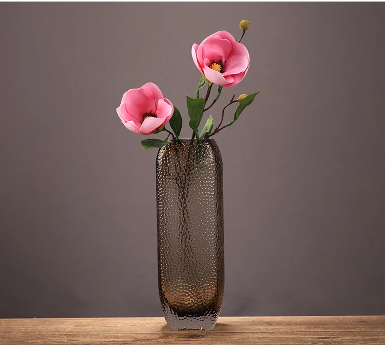 Простая ваза из гофрированного стекла коричневый прозрачный стеклянный гидропонный ваза домашний Ресторан столешница Цветочный декор орнамент