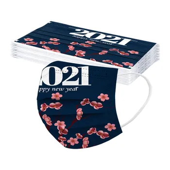 

2021 New Year's Day Masks Flower Printed Protective Facemask Masque Маска Adult Fashion Breathable Disposable Mask Mascarilla