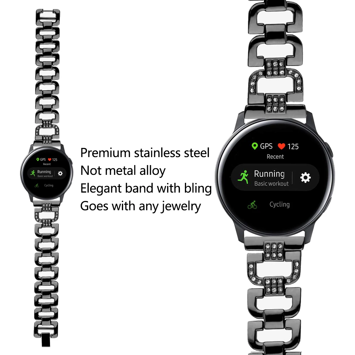 Для samsung Galaxy Watch Active 2 ремешок 20 мм Металл Нержавеющая сталь цепной алмаз d-образный ремешок для часов samsung Galaxy