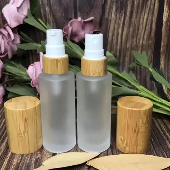 

30ml 50ml frosted clear glass bottle with bamboo dropper serum glass essential oil bottle glass dropper bottle with bamboo cap