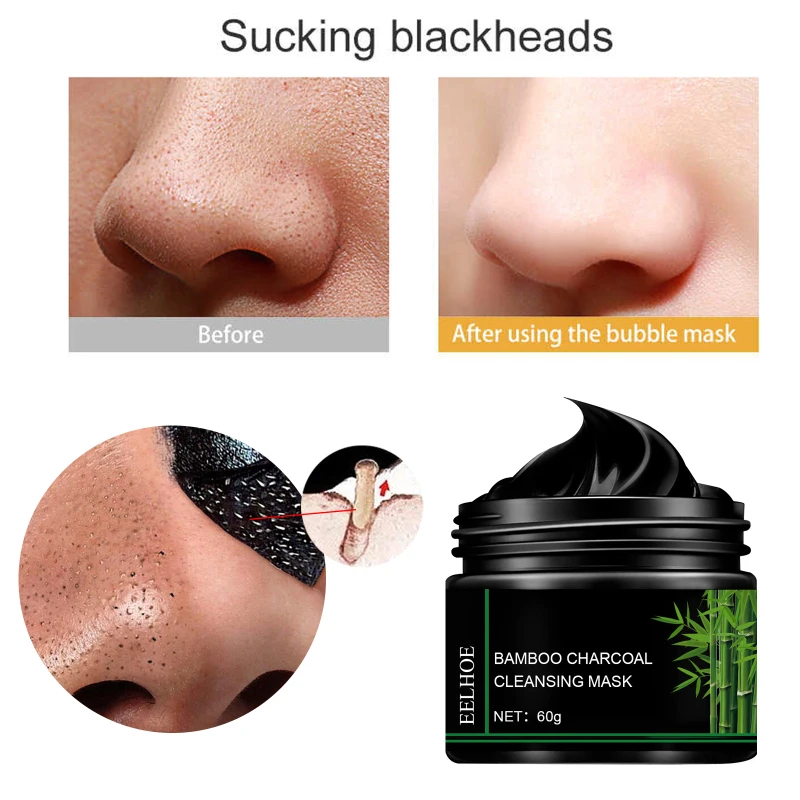 Bamboo Blackhead Removal Mask Charcoal Black Peel Off Face Mask Mud Deep Cleaning Shrink Pore Anti-Acne Korea Skin Care TSLM1