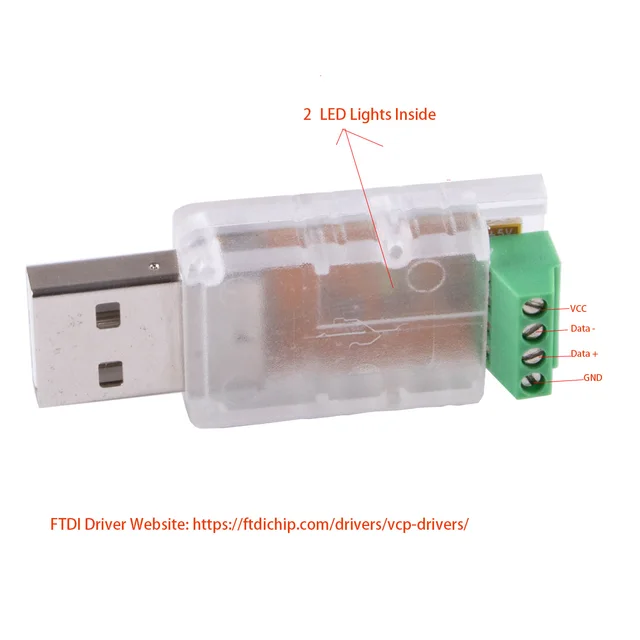 FTDI USB to RS485 Serial Converter Adapter With Data A B GND VCC Pinout