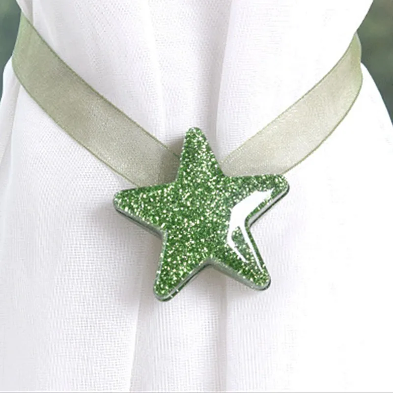 Lucky Star магнитный держатель для галстука сзади занавес с пряжкой звезда занавес для дома комнаты украшение для занавески - Цвет: Зеленый