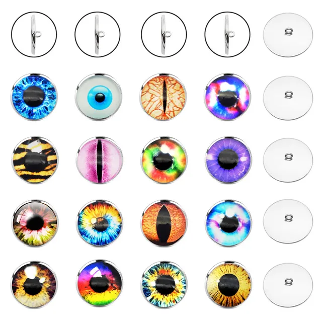 10pcs Round Glass Animal Dragon Cat Eye Cameo Cabochon Buttons Iron White K  Base Eyeballs For Craft Doll Making Sewing Accessory - Jewelry Findings &  Components - AliExpress