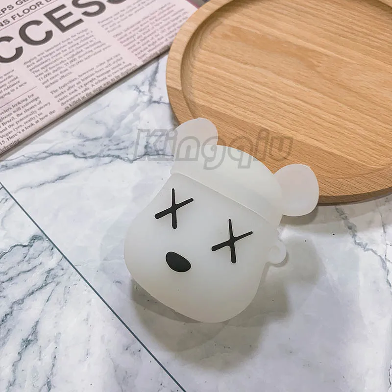 Забавный мультяшный чехол для Apple Airpods 3D защитный чехол милый Bluetooth чехол для наушников Модный мягкий силиконовый чехол s Чехол для гарнитуры - Цвет: Whitevbear