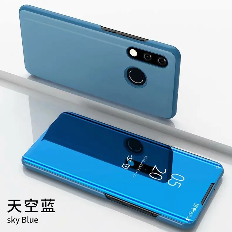 Умный зеркальный флип-чехол для huawei Honor P10 P20 P30 Lite Mate10 Mate20 Mate30 Pro Y5 Y6 Y7 Y9 Psmart плюс чехол Coque - Цвет: Синий