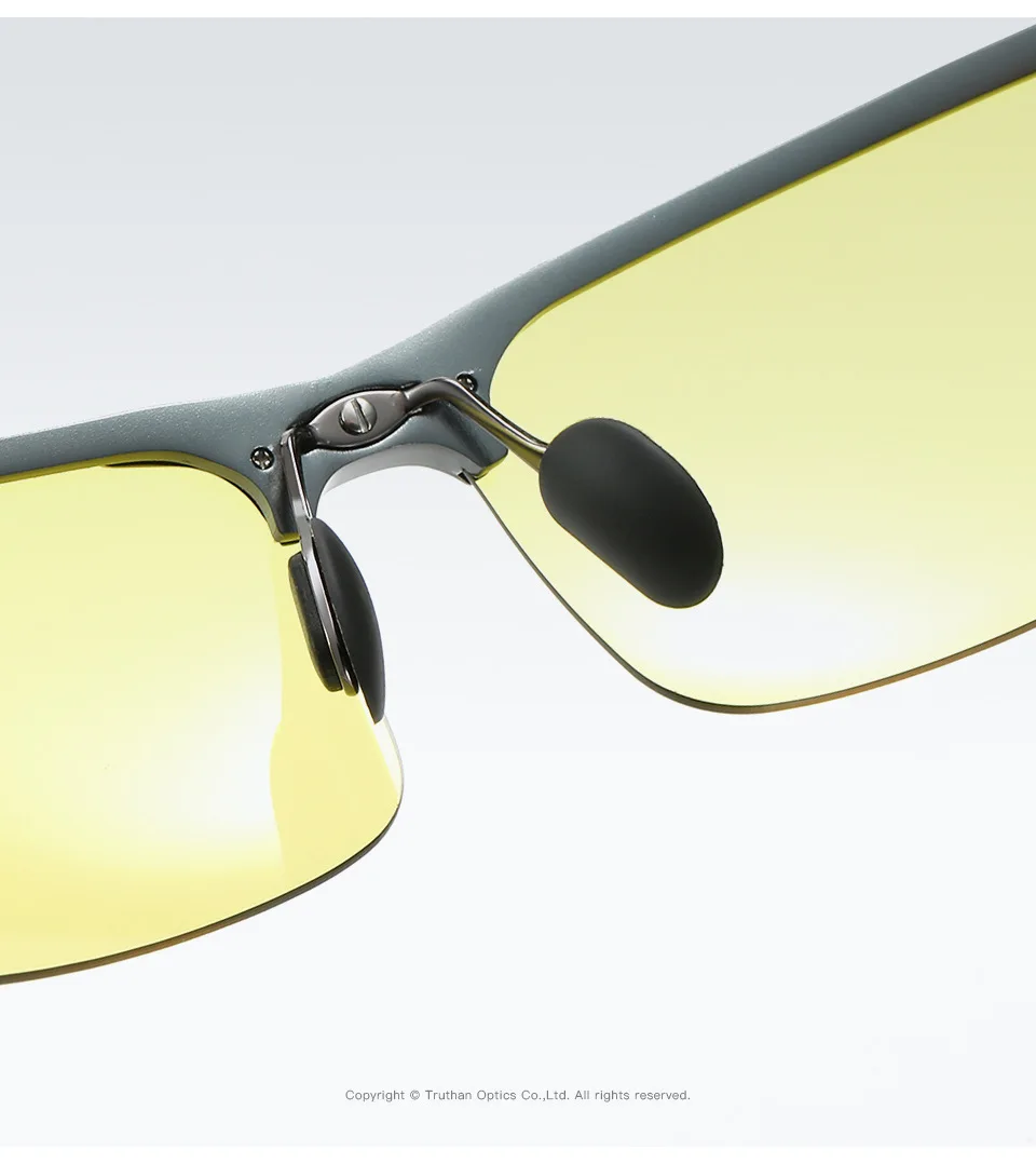 Mens Photochromic Polarized Glasses for Driving Anti Glares Day Night Vision Goggles Yellow To Gray Aluminum Sports Eyewear 5933