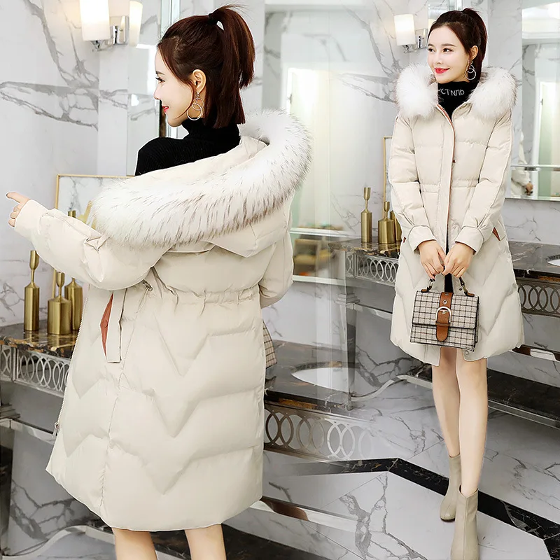 

2018 Winter Fashion Comfortable Simple Cool Solid Color Mid-length Long Sleeve Cotton-padded Clothes