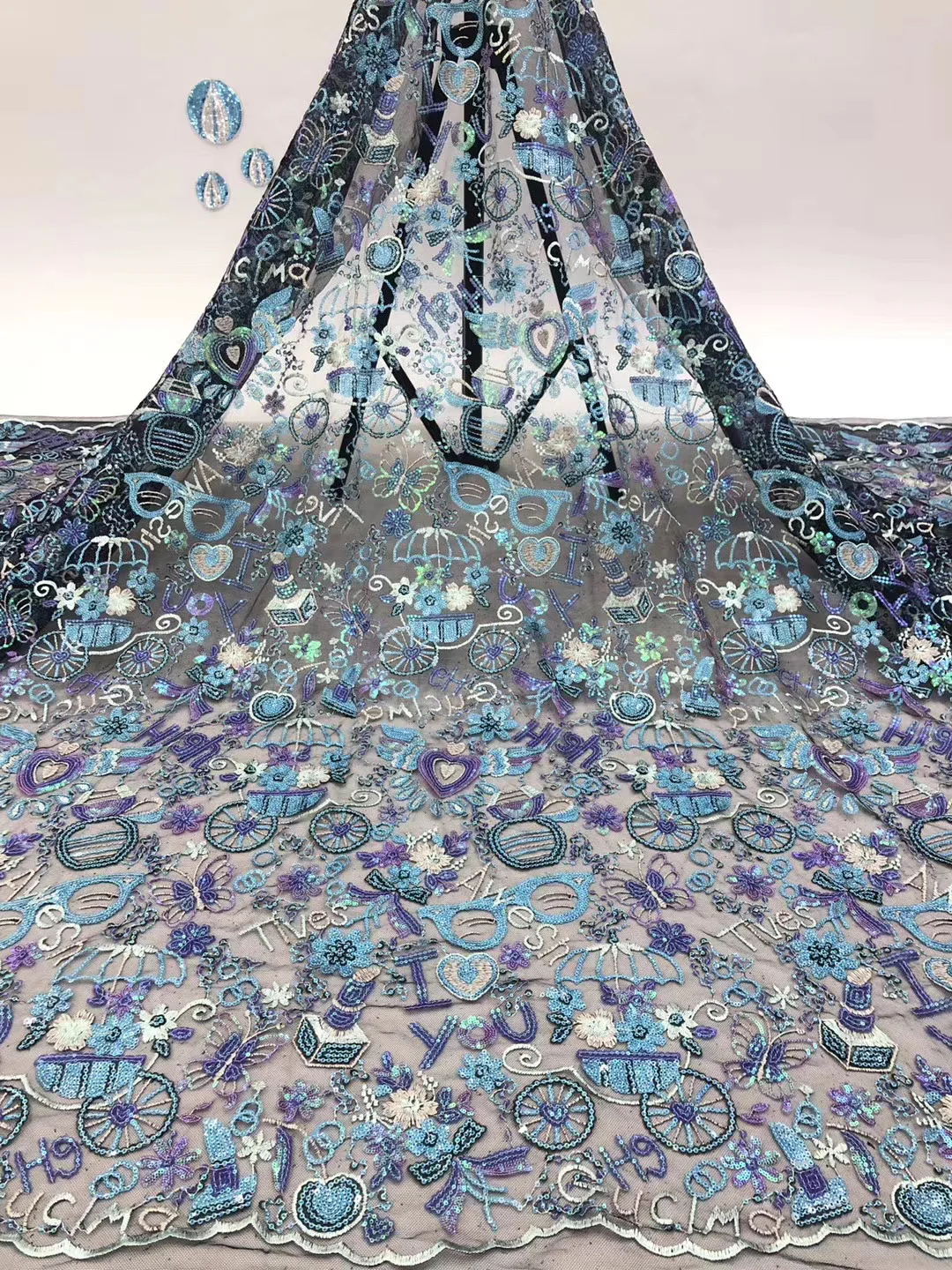

The Latest African Mesh Lace Fabric 2020 High Quality Sequined Nigeria Lace Fabric 5 Yards French Tulle Lace Fabric D4177