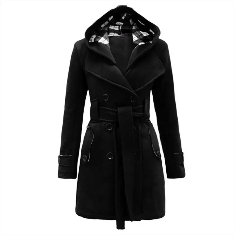 Черный Женская куртка, зимнее теплое пальто, ветровка, женские шерстяные и смесовые пальто - Цвет: Черный