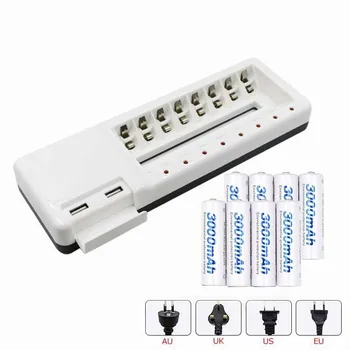 

8-slot charger LED Light Smart Battery Charger For NI-MH NI-CD AA AAA Rechargeable Batteries Support USB output charging