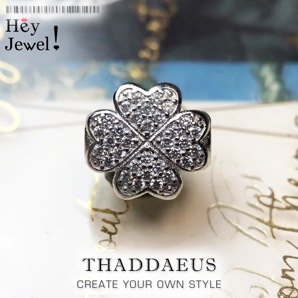 Бусины из белого циркона Cloverleaf новинка 2019 подвески серебра 925 пробы для браслета