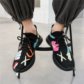 

Graffiti Casual Sneakers High Quality Mesh Breathable Men Sneakers Trainers Hombre Twist Bottom Outdoor Walking Tenis Masculino
