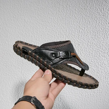 

Big size 38-48 Summer Sandals Male Beach outdor Leather Sandals Leisure Flip flop Men Beach Sandals Man Fashion Casual Slippers