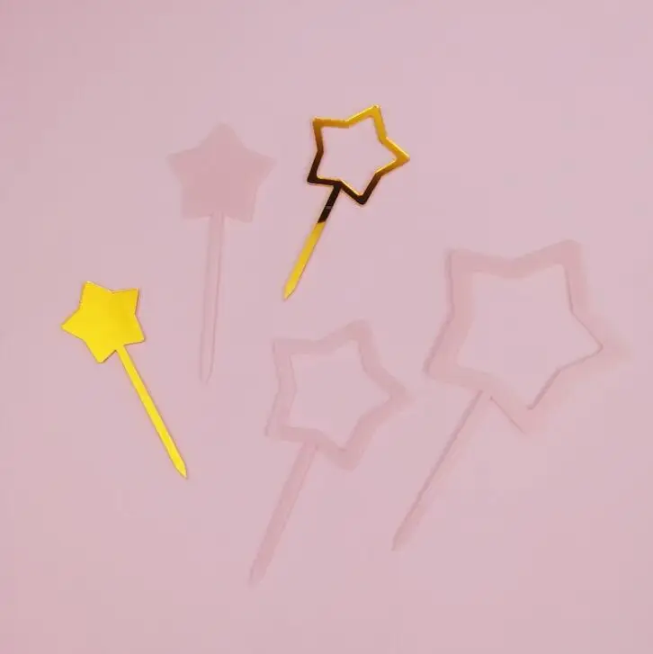 Star Cake topper Acrylic Cake decoration tool Wedding Birthday Party Gift decor - Цвет: Pink 1