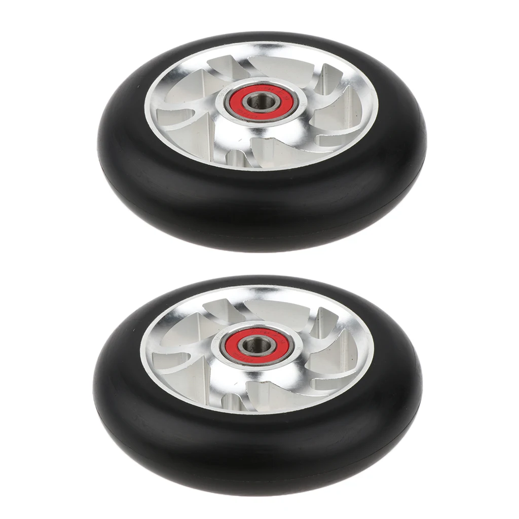 Complete 2pcs Aluminum Alloy 100mm Pro Stunt Scooter Wheels with Bearing Kick Scooters