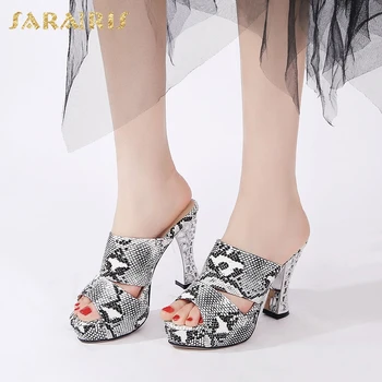 

Sarairis 2020 New Design Hot Large Size 44 Peep Toe Square High Heels Summer Shoes Woman Pumps Mules Slip-On Pumps Women Shoes
