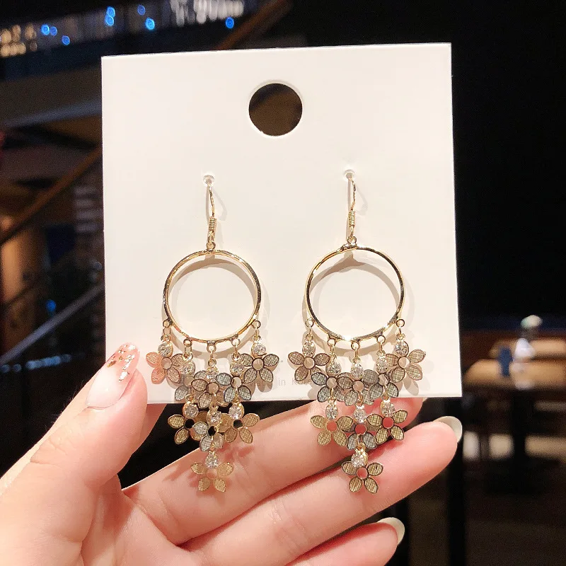 Серьги с кристаллами и жемчугом S925 Серебряная игла женские серьги винтажные длинные серьги-кисточки модные ювелирные изделия - Окраска металла: ED-D5