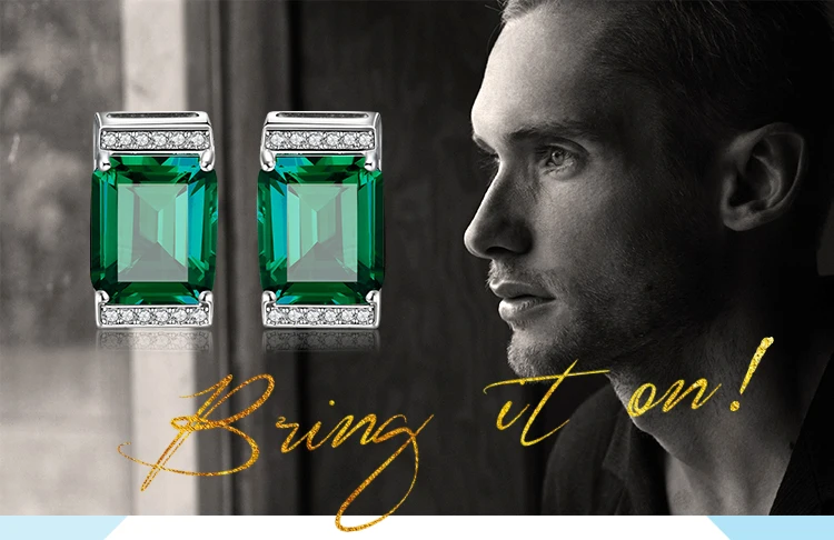 JewelryPalace Men Luxury Created Nano Russian Emerald Anniversary Wedding Cufflinks 925 Sterling Sliver