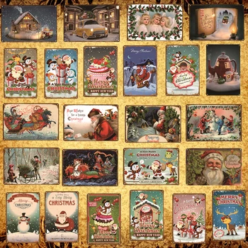 

Merry Christmas Santa Claus Metal Sign Bar Wall/Door Decor Vintage Metal Tin Sign Home Decor Good Gift Retro Painting Plaques
