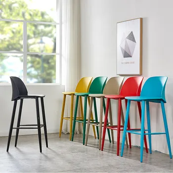 

Modern Simple Bar Chair Front Desk Chairs Bar Stool Northern Europe Creative Bar Stools Household Fashion Loft Leisure Chair