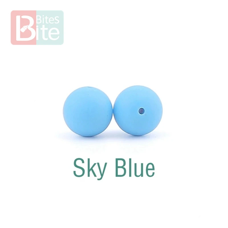 Укусы 15 мм 30 шт. силиконовые бусины пищевого качества силиконовые детские товары для прорезывания зубов жевательные соска, зажимы для цепи бусины Детские игрушки для прорезывания зубов - Цвет: Sky Blue