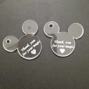 

100pcs Personalized Baby Shower Mirror Mouse Wine Charm Prince 1th Birthday Party Favor Gift Tag Table Decoration Confetti