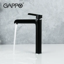 

GAPPO Black Chrome Tall Basin Sink Faucet Slim Bathroom Washbasin Water Mixer Tap Hot Cold Water Basin Crane Tap Bathroom Tap