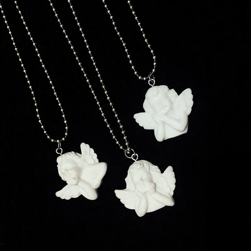 Colgante de collar de acero inoxidable lindo Cupido Angel de cadena larga bebé joyas en forma de cariño para los hombres y las mujeres amistad regalos