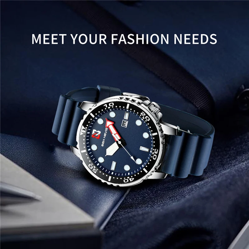  Ben Nevis Men's Watches Fashion Analog Quartz Watch with Date Military Watch Waterproof Silicone Ru