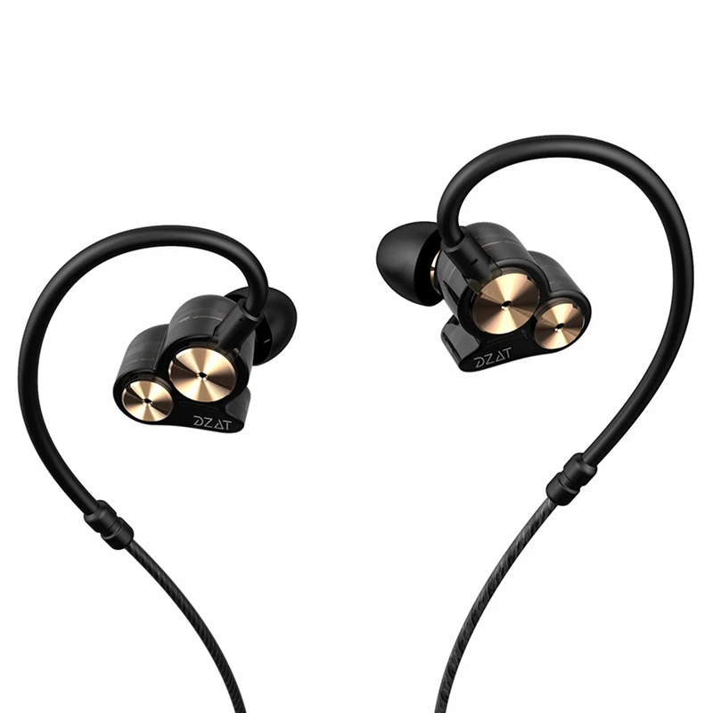 

Dzat Dt-05 Double Dynamic Subwoofer Headphones In-Ear Mobile Phone Universal K Song Hanging Ear Sports Music Headphones Black(Wi