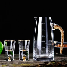 Кристалл инкрустация 24 К золотой фольги дух графин для водки рюмка набор бытовой позолоченный самогон ликер Саке Вина Диспенсер барная посуда