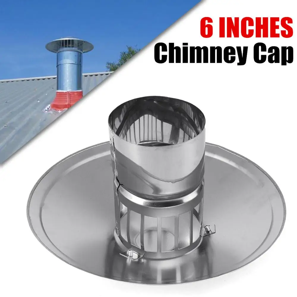 6'' Stove Pipe Chimney Cap Fireplaces Rain Mushroom Shaped Roof Ventilation