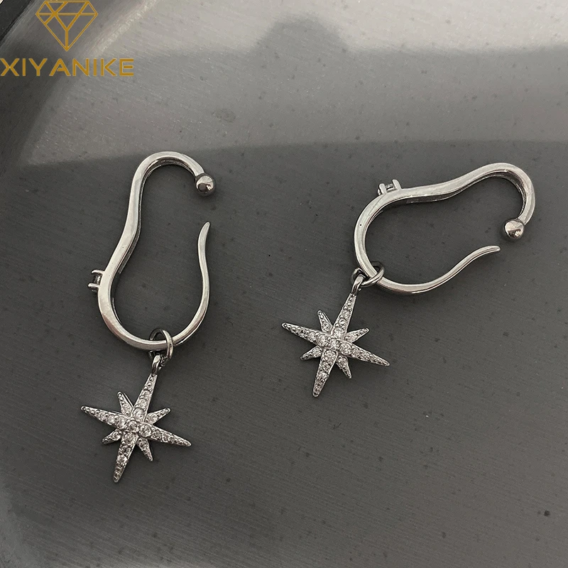 XIYANIKE pendientes de Clip con de circón y estrella joyería de temperamento dulce para mujer, regalos de boda|Pendientes de clip| - AliExpress