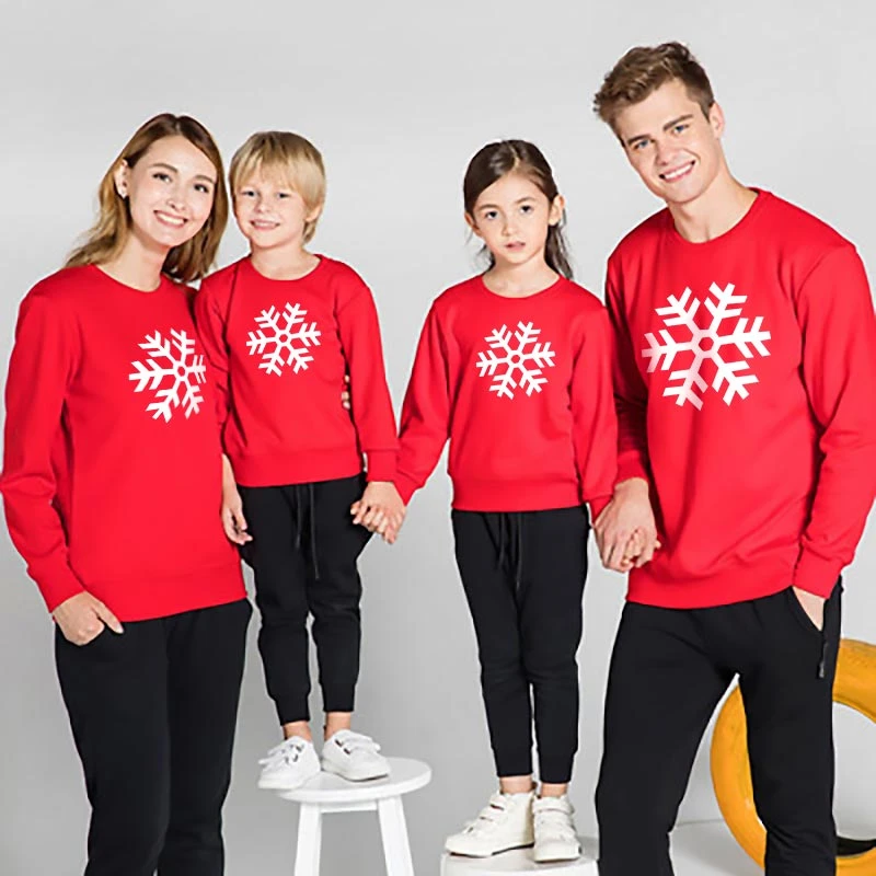 Sudadera familiar con copos de nieve Navidad para madre, hija, Padre, Hijo, ropa a papá, mamá y yo, familiares de moda|Trajes iguales de - AliExpress