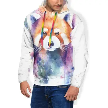 

Red Panda Hoodie Red Panda Splash Watercolor Hoodies Warm Long Sleeve Pullover Hoodie Over Size Hoodies