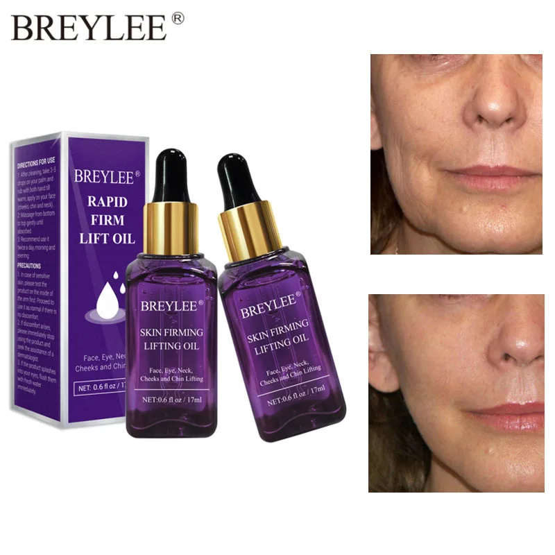 

BREYLEE Skin Lifting Firming Beauty Essential Oil 2pcs Improve Sagging Essence Anti Wrinkle Face Neck Cheek Lifting Skin Care