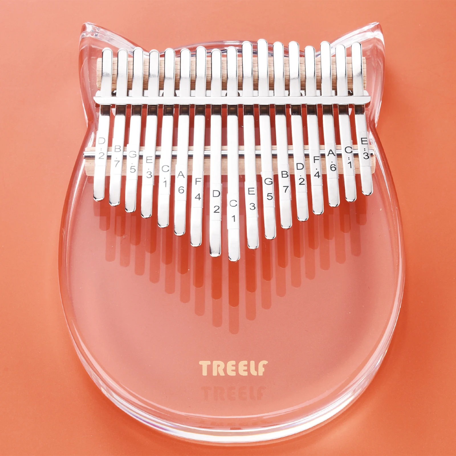 Instrumento de Teclado Kalimba de Acrílico de 17 Treelf Argolas Teclas Mbira Transparente - Image 4