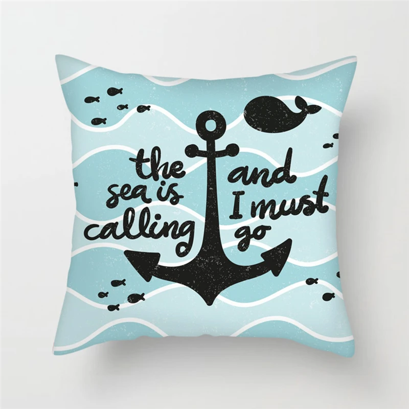Чехол Fuwatacchi с якорем для детской подушки наволочка морским синим принтом