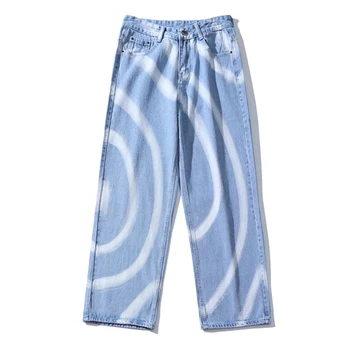 

Women Fashion Vintage Tie-dye Gradient Jeans Woman Denim Pants Harajuku Loose Style High Street Straight Jeans Mujer 2019