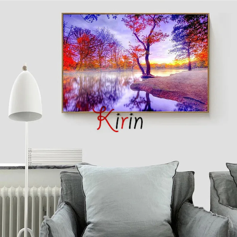Kirin показать 5D DIY Алмазная Картина Пейзаж полная выкладка квадратные Стразы осень