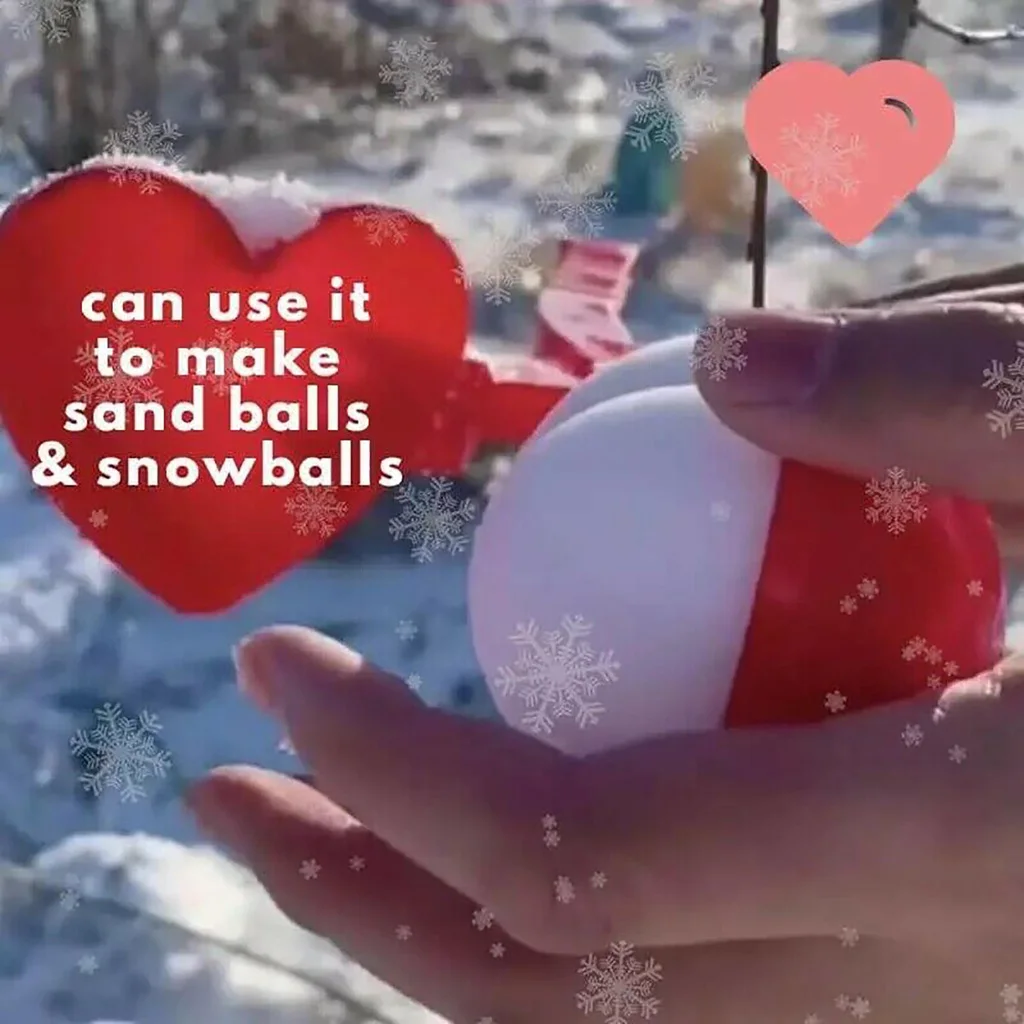 Heart Shape Snowball Maker, Sand Ball Mold, Bath Bomb Maker Clip, Snow Ball Making Tool Kids Winter Outdoor Sports Toys