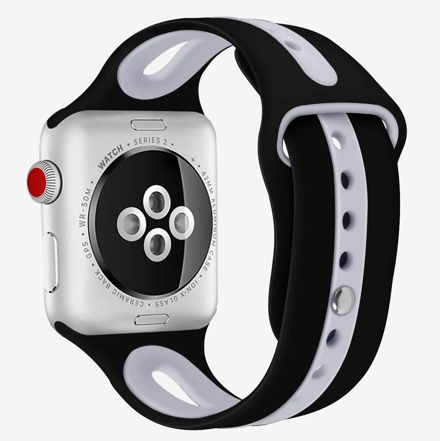 Мягкий силиконовый браслет ремешок для наручных часов Apple Watch, ремешок 42 мм, 38 мм, Версия 44 мм 40 мм series 5/4/3/2/1 с воздухопроницаемым отверстием браслет для наручных часов iwatch, ремешок