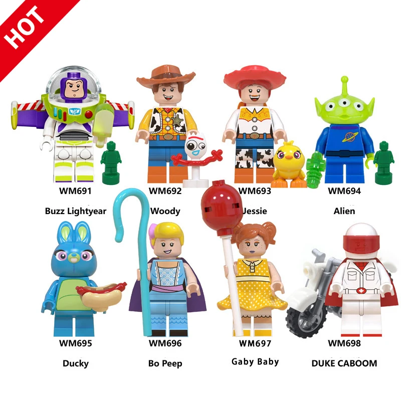 

Toy Story 4 8pcs Building block Woody Buzz Lightyear Jessie forky brick figure collectible Doll toys for children