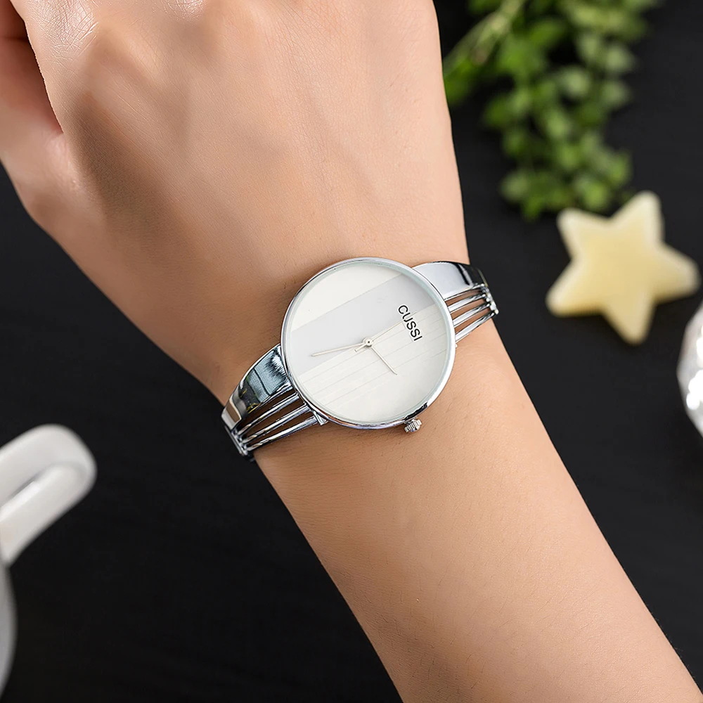 CUSSI Relogio Feminino Fashion Rose Gold Womens Bangle Bracelet Watches Luxury Stainless Steel Ladies Jewelry Watch Female Clock
