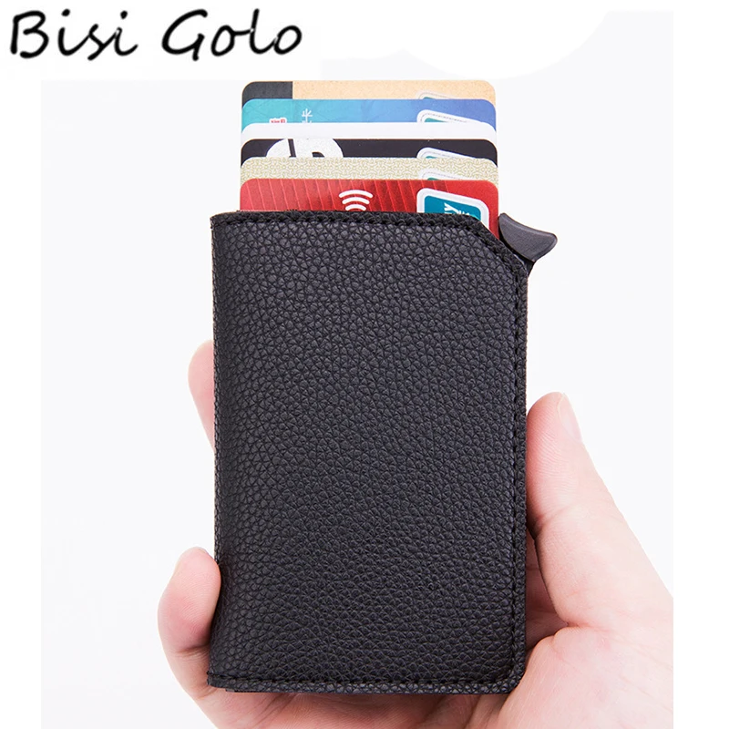 BISI GORO Anti-theft Card Case Carbon Fiber RFID Pop-up Clutch Smart Card Wallet Multifunctional Men Unisex Card Holder