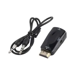 HDMI мужчин и женщин VGA конвертер коробка адаптер с аудио кабель для ПК HDTV с 3,5 мм AV аудио кабель для ПК Черный дропшиппинг