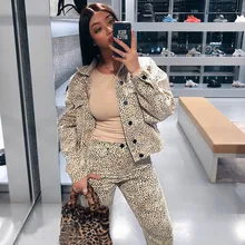 Cheetah с рисунком питона, саржевая сумка с высокой талией, маленькие прямые джинсовые брюки